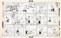 Original pen & ink golfing comic art for "Skeets"