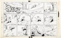 Original pen & ink golfing comic art for "Skeets"