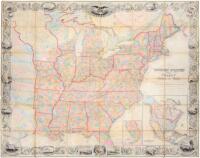 Map of the United States including Canada and a large portion of Texas. Showing the Base Meridian and Township Lines of the U.S. Surveys, the lands allotted to the Indian Tribes west of the Mississippi. The Various Internal Improvements &c. Compiled from 