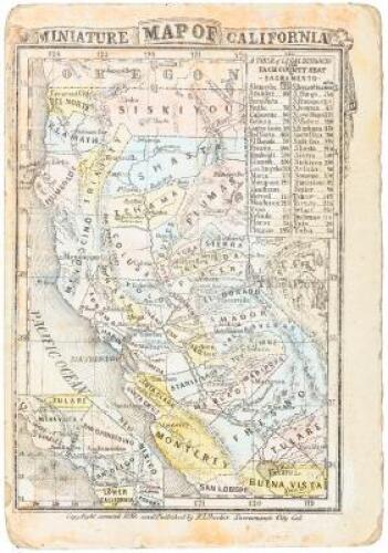 Miniature Map of California... Copyright secured 1859 and Published by E.L. Barber, Sacramento City Cal.