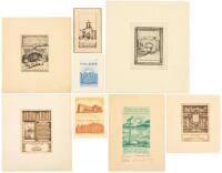 Group of eight bookplates etched by Bernhardt Wall