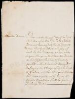 Autograph document concerning Alexander Duncan's passage to Carolina in 1716