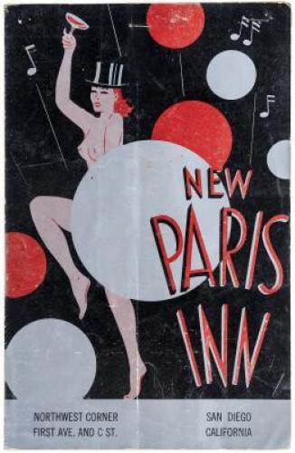 Art Deco menu of 1930s San Diego Theatre Night Club