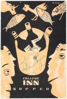 Art Deco illustrated menu for College Inn, Chicago, signed by Jazz band leader