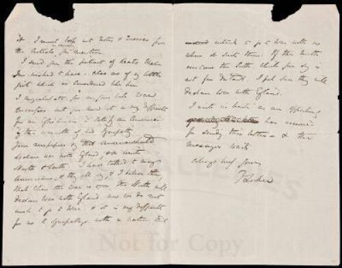 Autograph Letter, signed, regarding the possibility of a War with England following the American Civil War