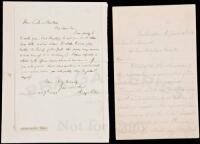 Autograph Letter, signed, from Potter to Secretary of War Edwin Stanton & Autograph Letter, signed, from Kelley regarding biography of Lincoln and Stanton