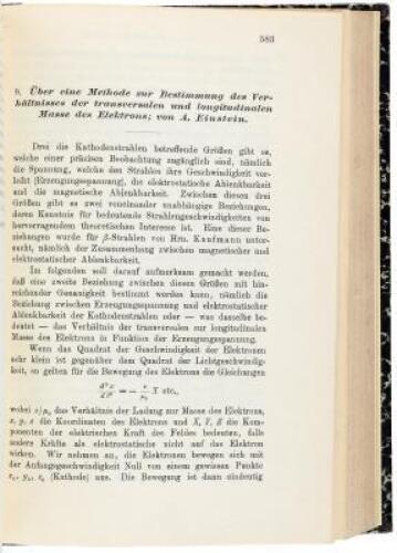 Two important early papers by Albert Einstein in two volumes of Annalen der Physik