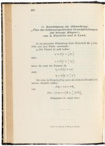 Four volumes of Annalen der Physik with articles by Albert Einstein