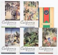 5 1940 issues of California Monthly magazine, and rare 1945 University of California Engagement Calendar, with UC campus-related color illustrations by Berkeley Japanese-American artist Chiura Obata