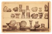 Original albumen photograph of 23 examples of pottery created by indigenous peoples of Mexico and the southwest of the present United States