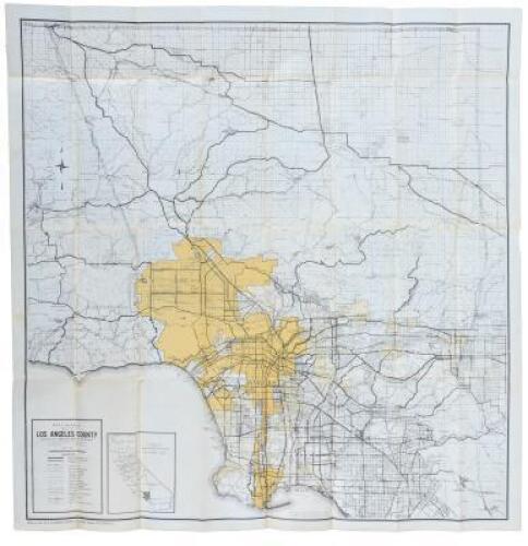 Rand McNally Map of Los Angeles County: Section of complete map of California