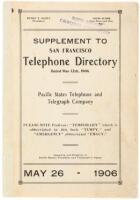 Supplement to San Francisco Telephone Directory Dated May 12, 1906. May 26 - 1906