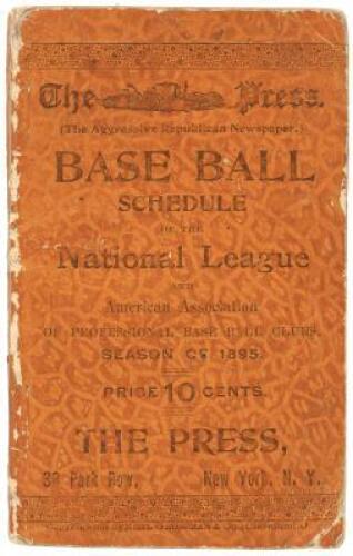 Base Ball Schedule of the National League and American Association of Professional Base Ball Clubs, Season of 1895 (wrapper title)