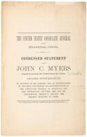 The United States' Consulate General at Shanghai, China. Condensed statement of John C. Myers, Consul General of the United States for China, under suspension, in support of his request for an investigation by Congress concerning his administration of the