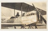 Five real-photo postcards featuring biplanes at the 1914 Pomona air show and Glenn Martin's record-breaking high-altitude flight