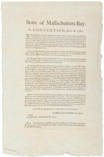 In Convention, June 16, 1780. Whereas, upon due Examination of the Returns… it appears that more than Two-thirds of the Inhabitants thereof… have expressed their Approbation of the Form of Government