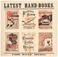 Lithograph book store sign for the "Latest Hand-books"