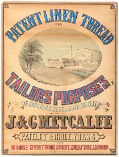 Color lithograph broadside for J. & C. Metcalfe Linen Thread