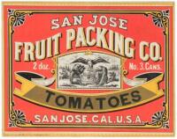 Oversize Crate Label for the San Jose Fruit Packing Co.