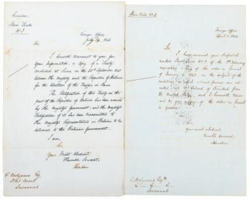 Circular Regarding the Abolition of Slave Trade Signed by George Hamilton Gordon (Lord Aberdeen) and Autograph Letter Signed by Lord Aberdeen Regarding Conditions Under Which "Coloured People" are Admitted to Trinidad