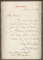 Autograph letter signed arranging a meeting of gentlemen at his Beacon Street home