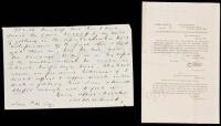 Partial Autograph Letter, signed, regarding his role in the ending of the Seminole War