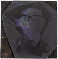 Original printing block of Harriet Crowder's photographic portrait of William S. Burroughs as printed in the first issue of The Outsider magazine