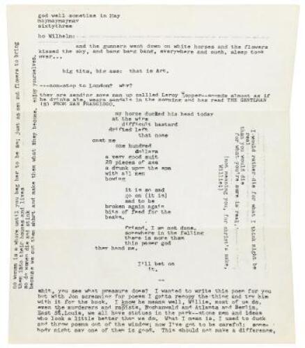 Typed letter Signed by Charles Bukowski to author John William Corrington, Two Pages, Dated May 25, 1963