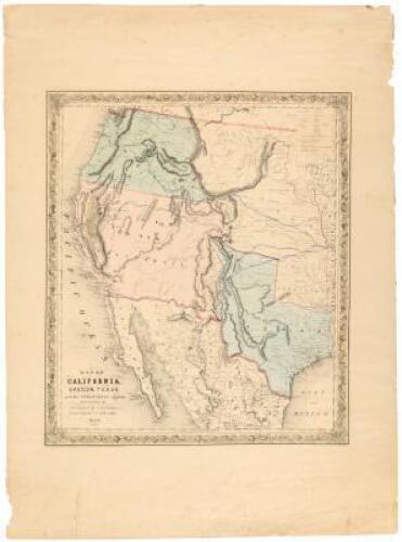 Map of California, Oregon, Texas, and the Territories adjoining with Routes &c