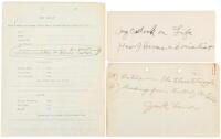 Four manuscript items by Jack London