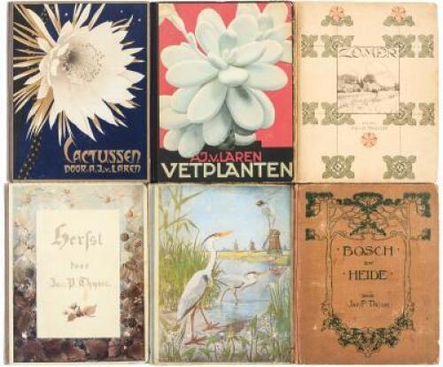 Six Botanical Volumes Featuring Color Plates with Dutch Text