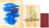 3 art menus from the Hotel Roosevelt, New York signed by Guy Lombardo