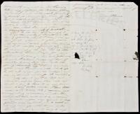 Autograph Letter, signed regarding a man's journey to New Brunswick in search of fortune in the early 19th century