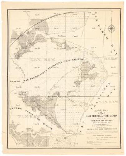 Sale Map No. 8 of Salt Marsh and Tide Lands Situate in the County of Marin, State of California. To be sold at Public Auction by Order of the Board of Tide Land Commissioners... John Middleton, Auctioneer. Sale to commence Tuesday July 18th, 1871 at Platt