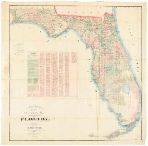 Cram's New Indexed Sectional Map of the State of Florida. Showing Private & Govt. Grants, Prairie, Sawgrass Marsh, Swamp, and Hammock Lands. Compiled from the Official Records of the Genl. Land Office and other sources