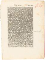 Original leaf from the Polycronicon, printed by William Caxton in 1482 at Westminster