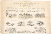 Recollections of the Royal Military College, Sandhurst. Drawn with Pen and Ink by Richard H. Horne. Melbourne. Octr. 16th, 1856 - lithograph broadside and two original watercolor sketches