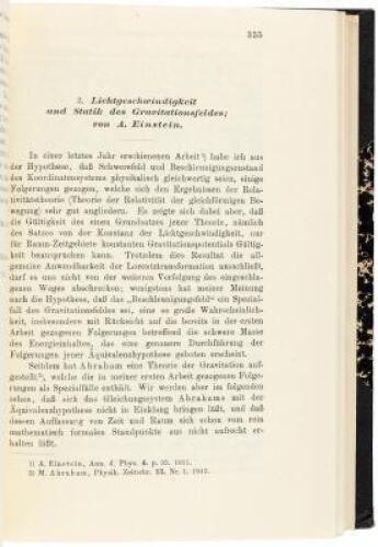 Five papers by Albert Einstein, in one bound volume of Annalen der Physik, Series 4, Volume 38