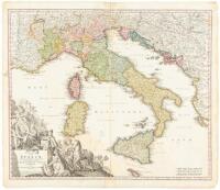 Statuum totius Italiae novissima repraesentatio geograhica simul exhibens insulas Siciliae Sardiniae Corsicae et Maltae conante&hellip;