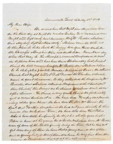 Letter by a plantation owner about a fatal epidemic among his Mississippi slaves