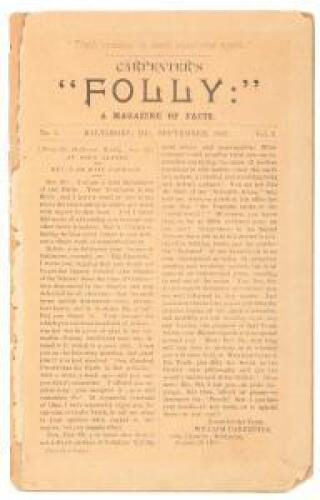 Only known surviving copy of an 1887 American "flat earth" movement magazine