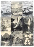 Seven Ahwahnee Hotel, Yosemite menus with Ansel Adams photographs