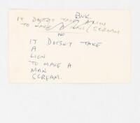 It Doesn't Take a Lion to Make a Man Scream - unpublished poem handwritten on index card