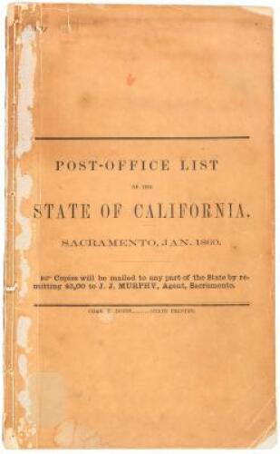 Post-Office List of the State of California, Sacramento, Jan. 1860 (wrapper title)