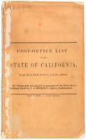 Post-Office List of the State of California, Sacramento, Jan. 1860 (wrapper title)