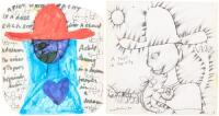 Two original sketches by Jack Micheline