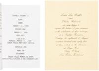 Charles Bukowski wedding invitation and memorial service leaflet