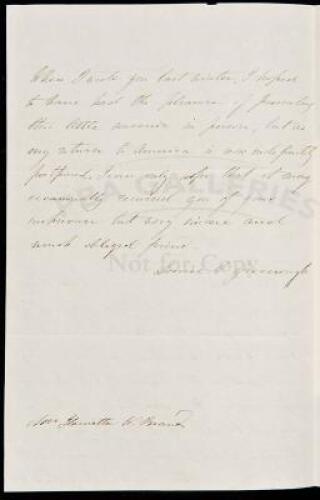 Autograph Letter, signed, from the wife of famed American sculptor Horatio Greenough