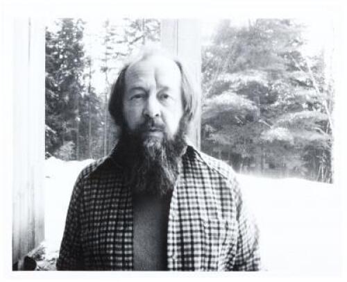Four original photographs of Solzhenitsyn on his 1975 visit to Alaska
