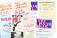 Ten Black Sparrow Press broadside announcements for works by Bukowski